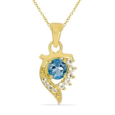 BUY 925 SILVER NATURAL LONDON BLUE TOPAZ GEMSTONE  CLASSIC PENDANT